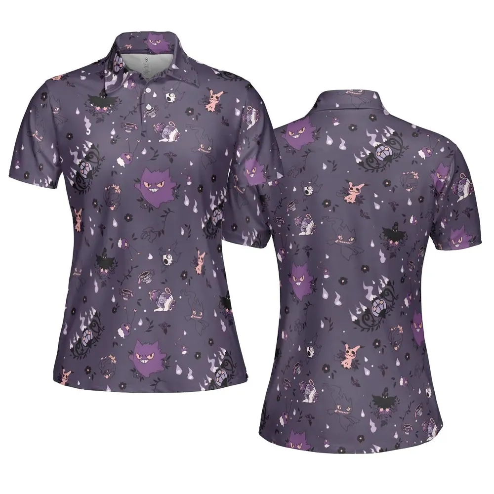 Pokemon Ghost-typen Gengar Banette Litwick Mismagius AOP Men/Women Polo Shirt - 5