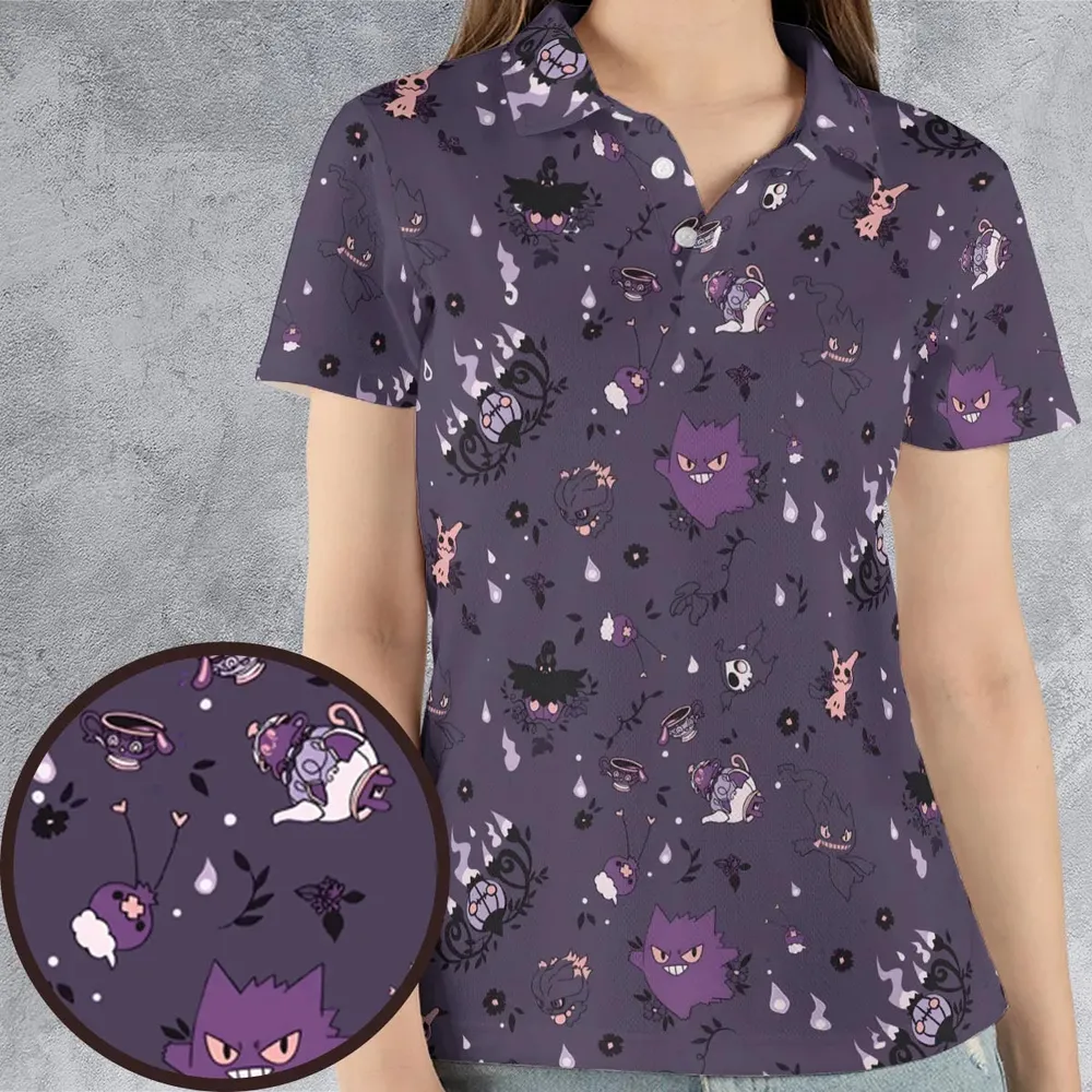 Pokemon Ghost-typen Gengar Banette Litwick Mismagius AOP Men/Women Polo Shirt - 4