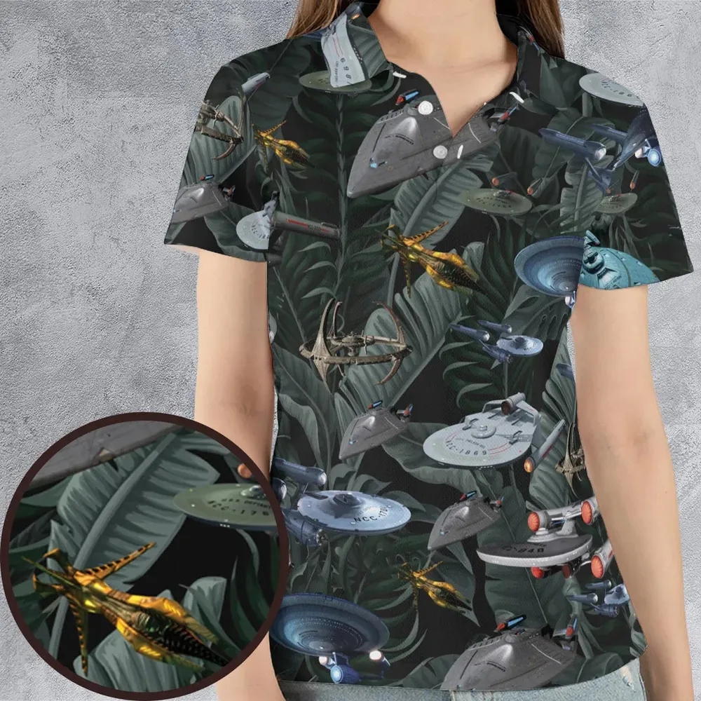 Star Trek Spaceship Pattern AOP Men/Women Polo Shirt - 4