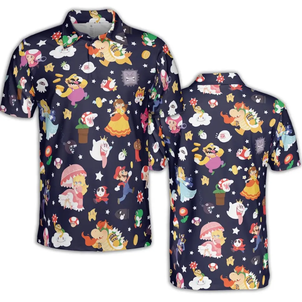 Mushroom Kingdom Super Mario AOP Men/Women Polo Shirt - 2