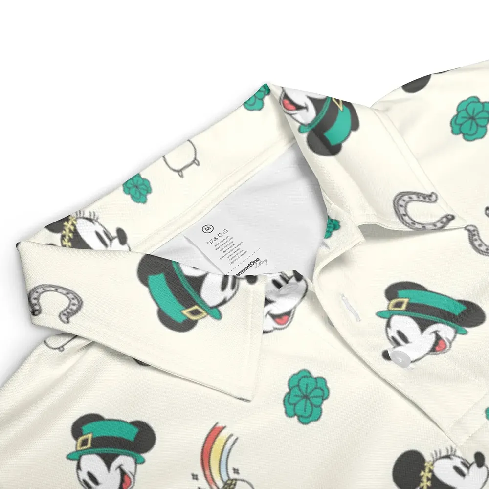 Mickey and Minnie St. Patrick's Day Pattern AOP Men/Women Polo Shirt - 3