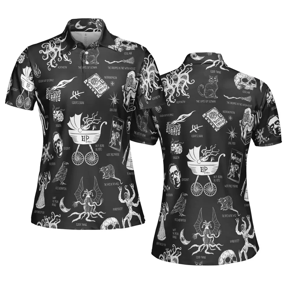 H.P. Lovecraft Monsters AOP Men/Women Polo Shirt - 5