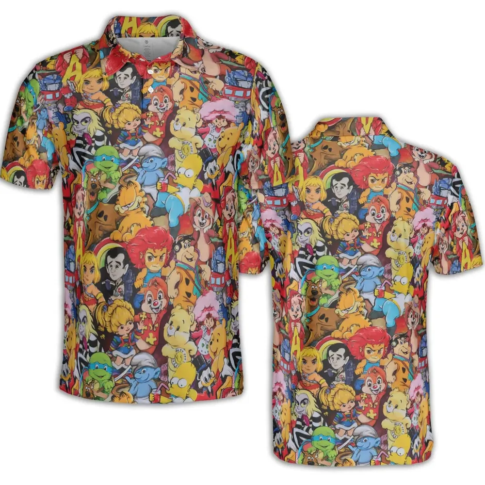 Old Cartoon Characters AOP Men/Women Polo Shirt - 2