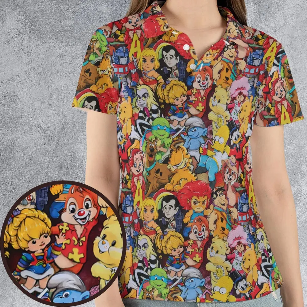 Old Cartoon Characters AOP Men/Women Polo Shirt - 4