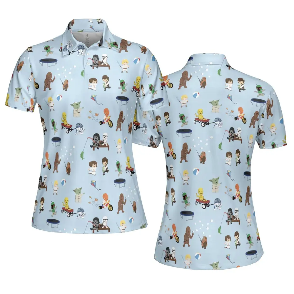 Go Fishing with Star Wars Characters AOP Men/Women Polo Shirt - 5