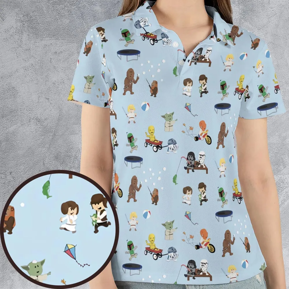 Go Fishing with Star Wars Characters AOP Men/Women Polo Shirt - 4