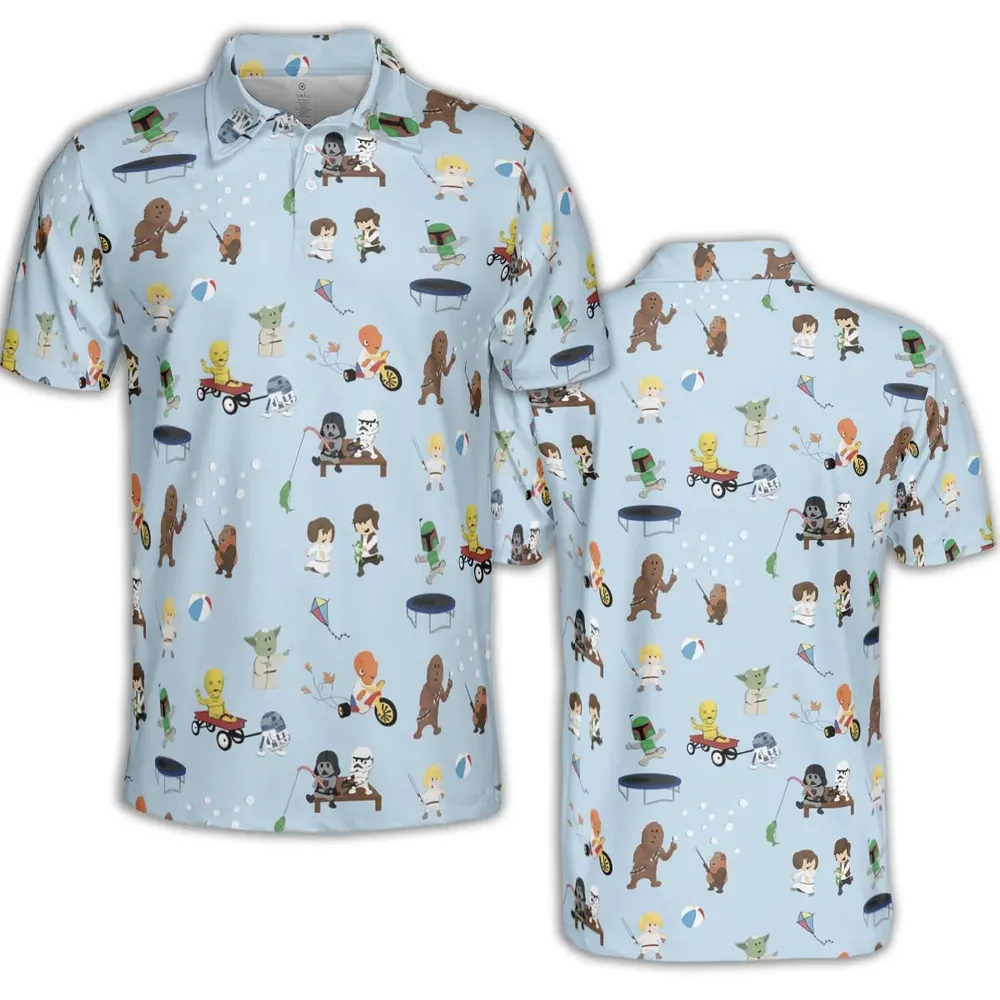 Go Fishing with Star Wars Characters AOP Men/Women Polo Shirt - 2