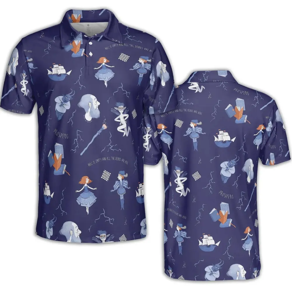 The Tempest Pattern Shakespeare AOP Men/Women Polo Shirt - 2