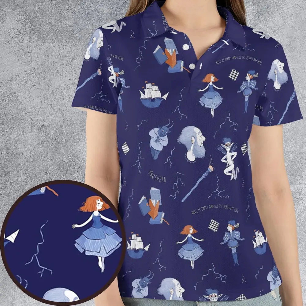 The Tempest Pattern Shakespeare AOP Men/Women Polo Shirt - 4