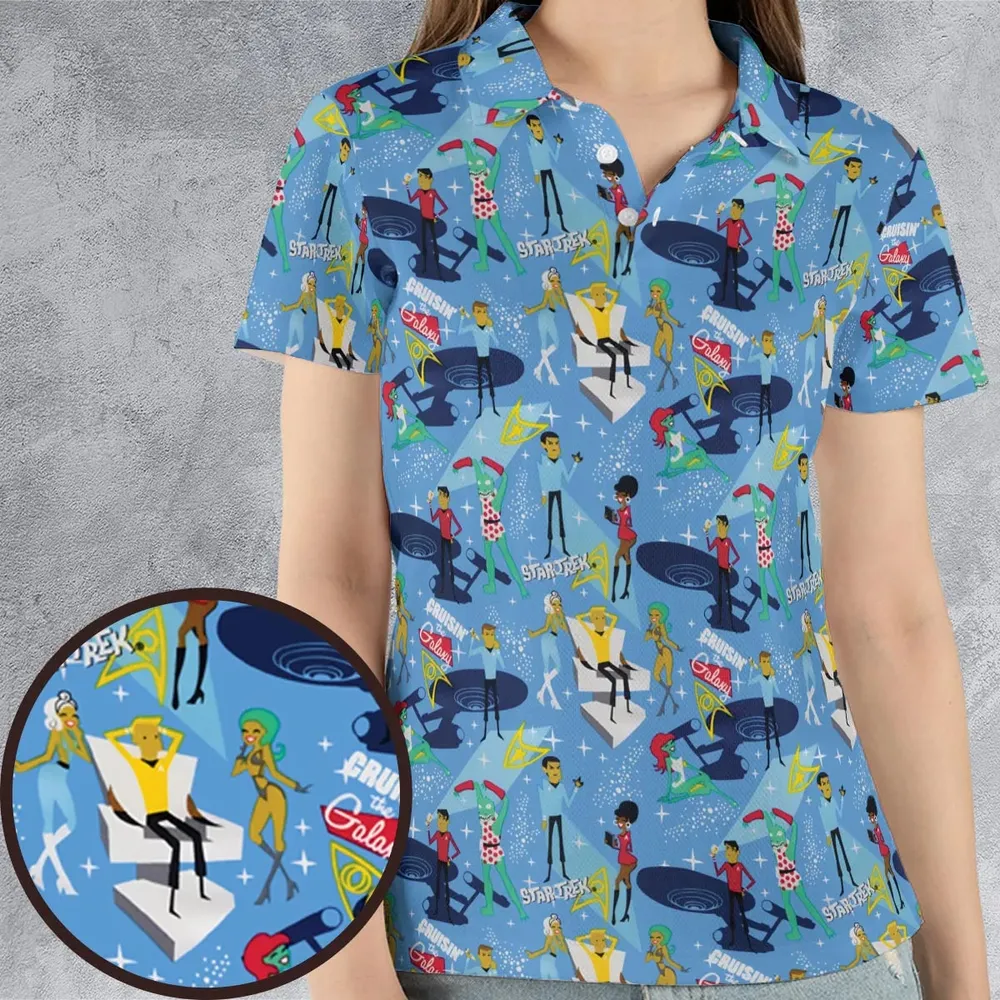 Cruisin' The Galaxy Star Trek AOP Men/Women Polo Shirt - 4
