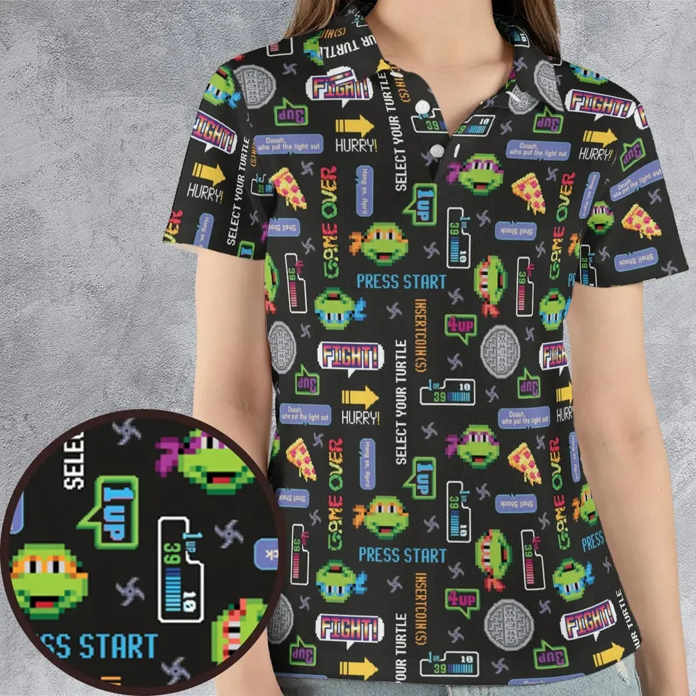 The TMNT Pixel Characters AOP Men/Women Polo Shirt - 4