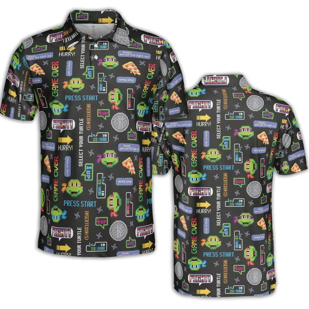 The TMNT Pixel Characters AOP Men/Women Polo Shirt - 2