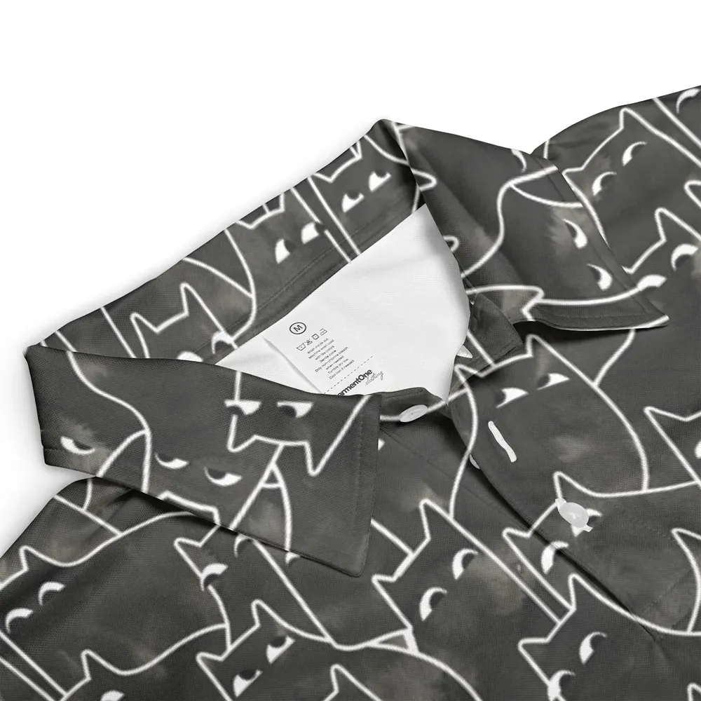 Suspicious Cats Funny Cat AOP Men/Women Polo Shirt - 3
