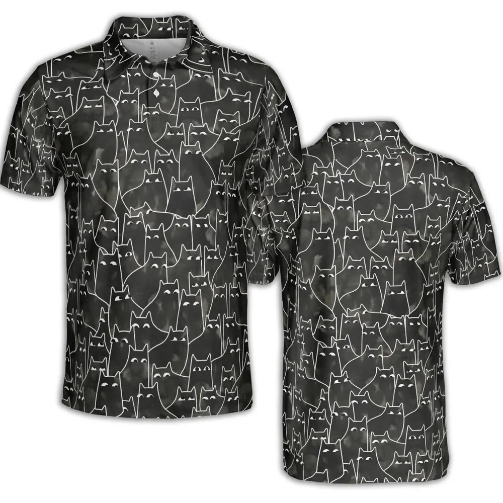 Suspicious Cats Funny Cat AOP Men/Women Polo Shirt - 2