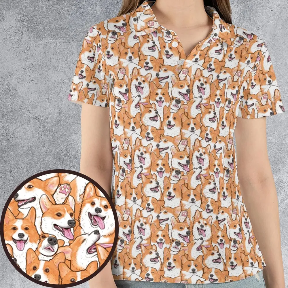 That's a lot of Corgi AOP Men/Women Polo Shirt - 4