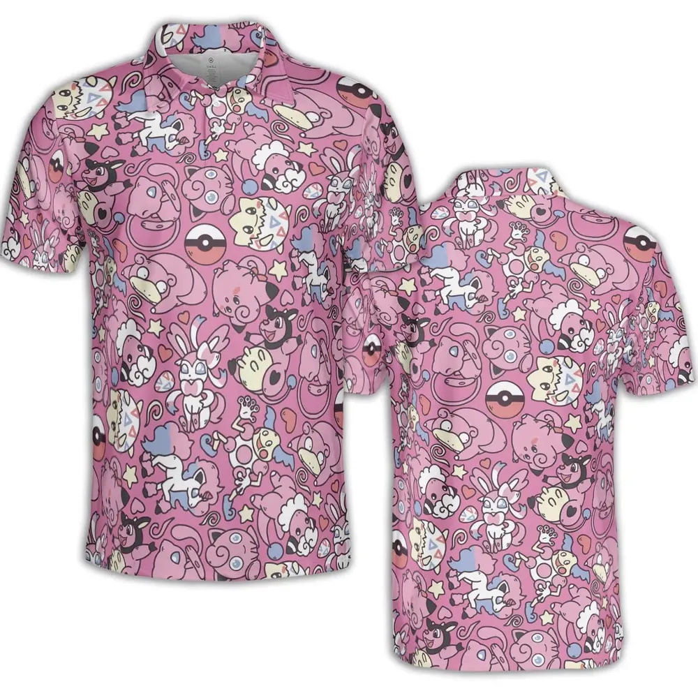 Fairy Pokemon Pattern AOP Men/Women Polo Shirt - 2