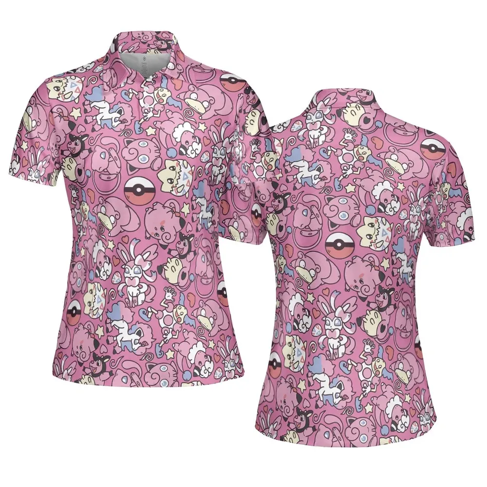 Fairy Pokemon Pattern AOP Men/Women Polo Shirt - 5