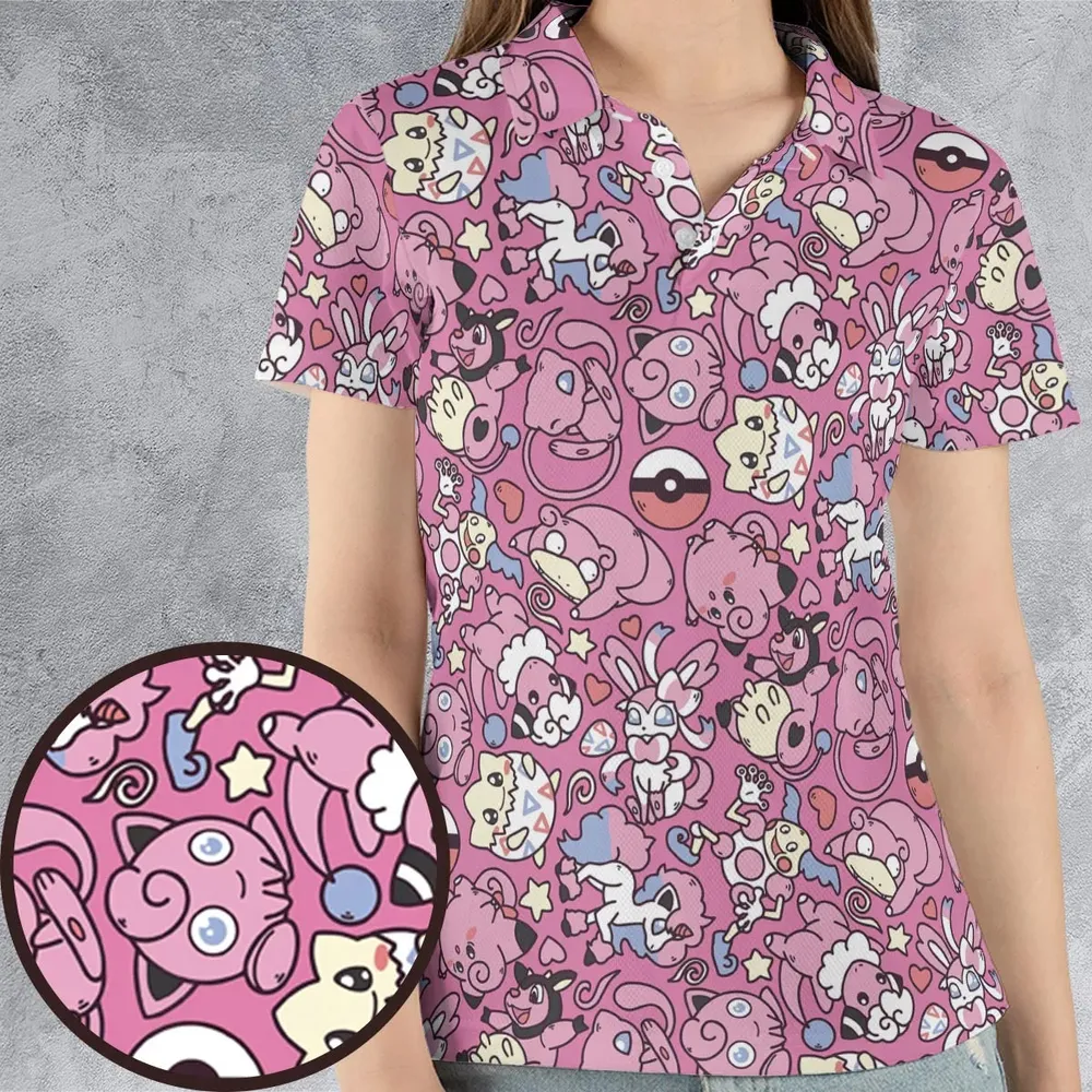 Fairy Pokemon Pattern AOP Men/Women Polo Shirt - 4