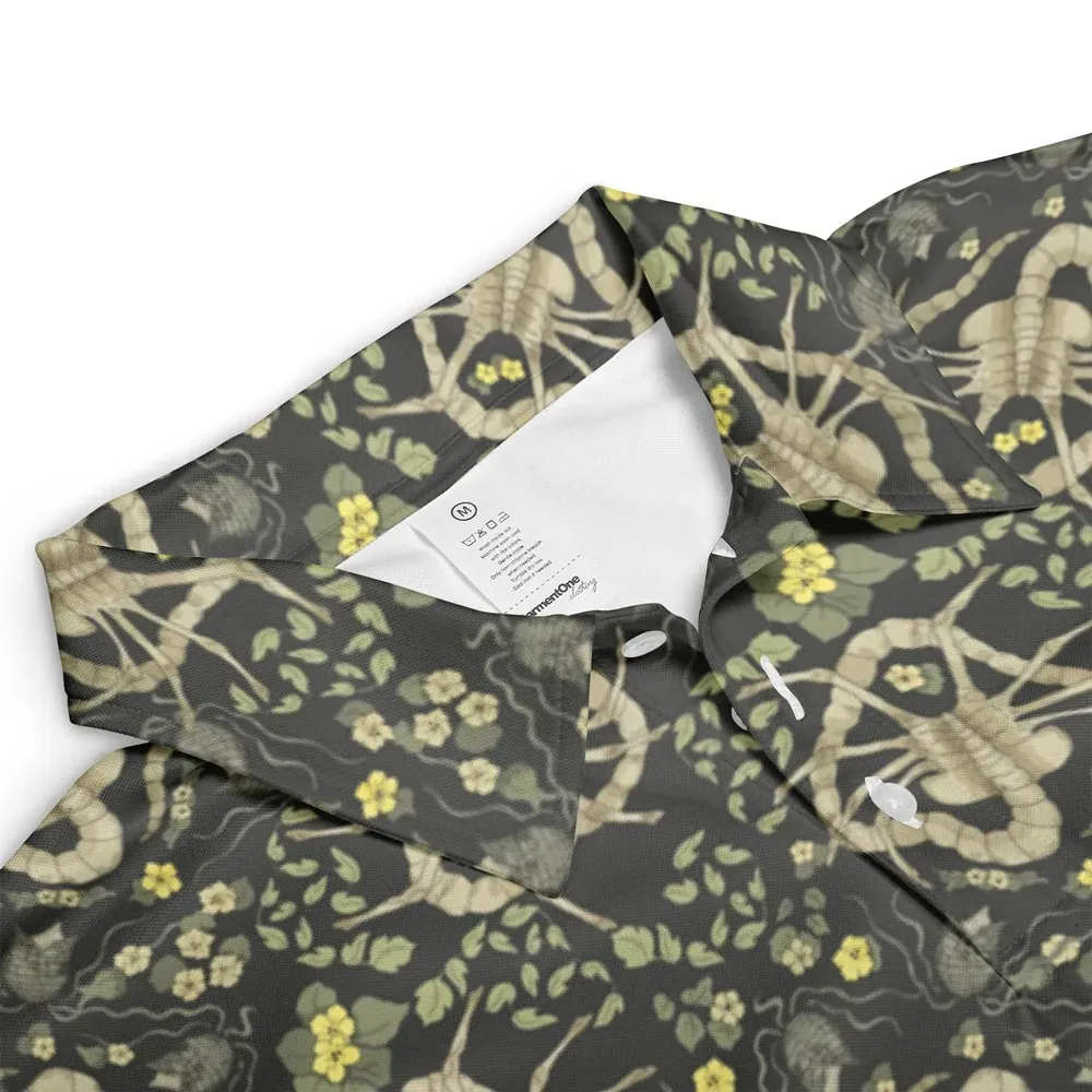 Facehugger Flower Pattern Alien AOP Men/Women Polo Shirt - 3