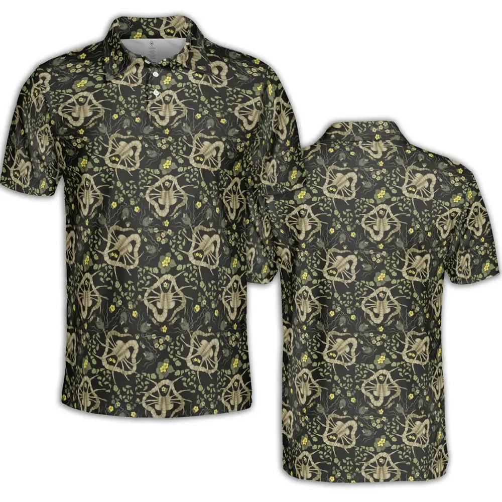 Facehugger Flower Pattern Alien AOP Men/Women Polo Shirt - 2