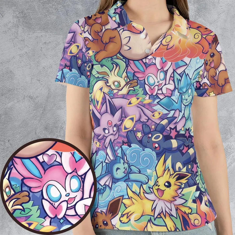 Evolutionary line of Eevee Pokemon AOP Men/Women Polo Shirt - 4