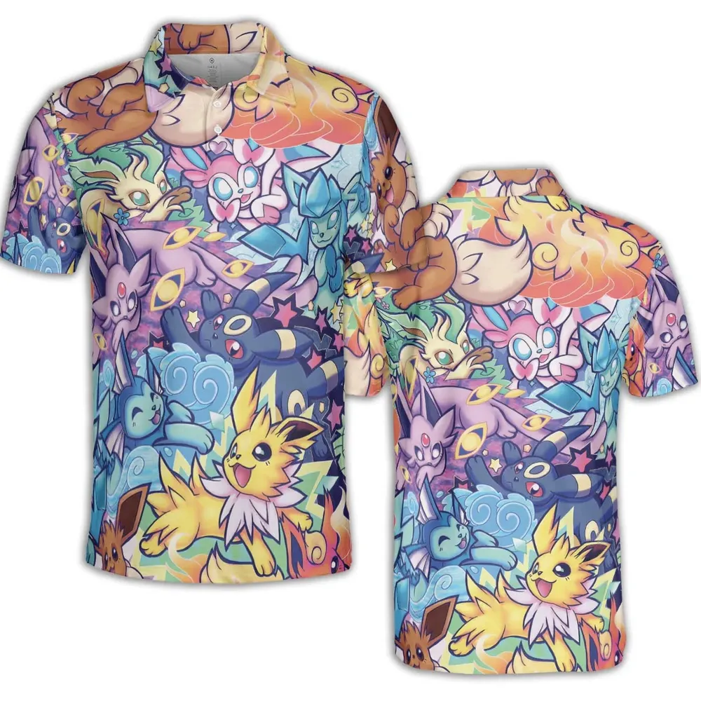 Evolutionary line of Eevee Pokemon AOP Men/Women Polo Shirt - 2