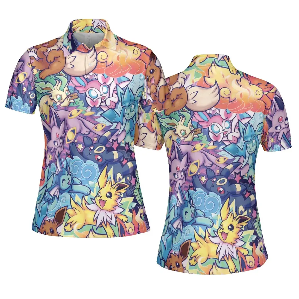 Evolutionary line of Eevee Pokemon AOP Men/Women Polo Shirt - 5