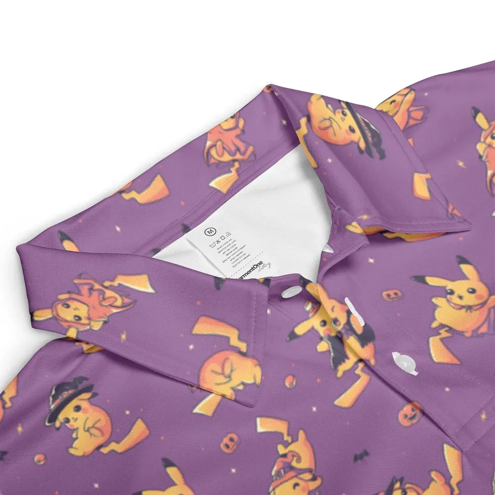 Electric Halloween Cute Pikachu Pattern AOP Men/Women Polo Shirt - 3