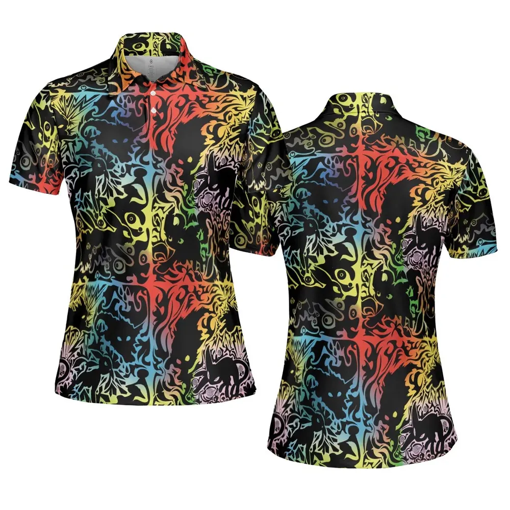 Eevee Pokemon Black AOP Men/Women Polo Shirt - 5