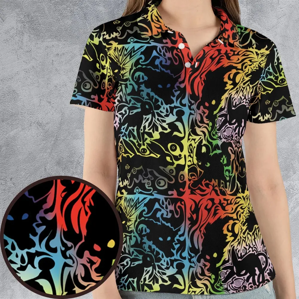 Eevee Pokemon Black AOP Men/Women Polo Shirt - 4