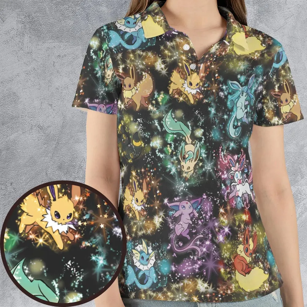 Eevee Evolution in the Galaxy AOP Men/Women Polo Shirt - 4