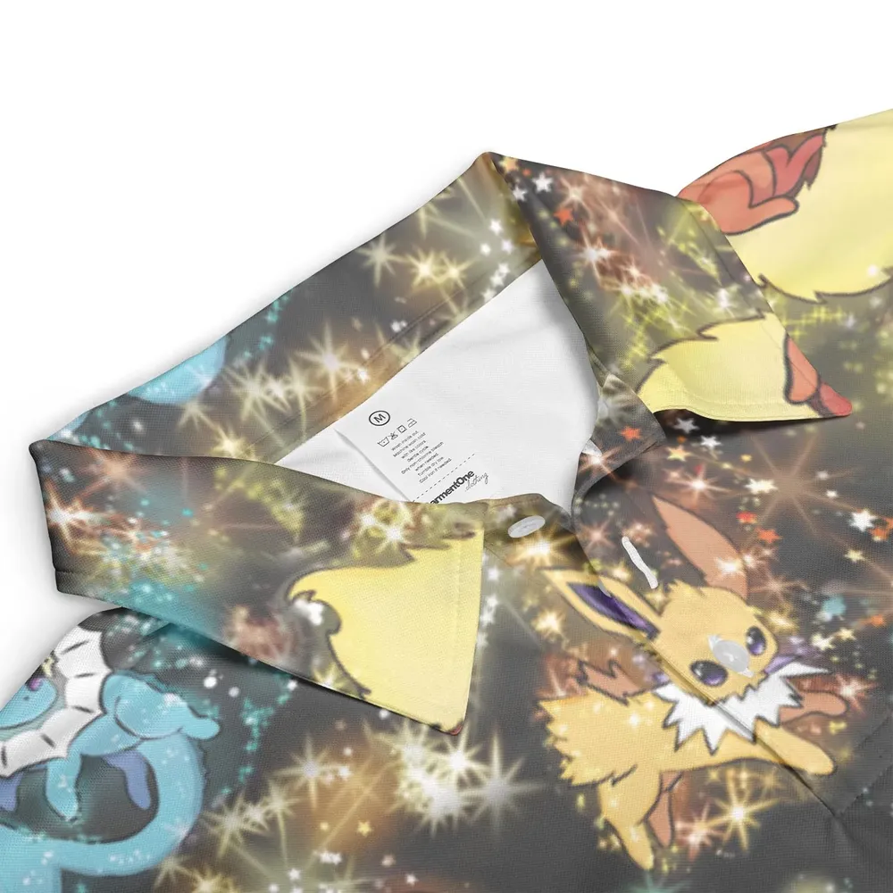 Eevee Evolution in the Galaxy AOP Men/Women Polo Shirt - 3