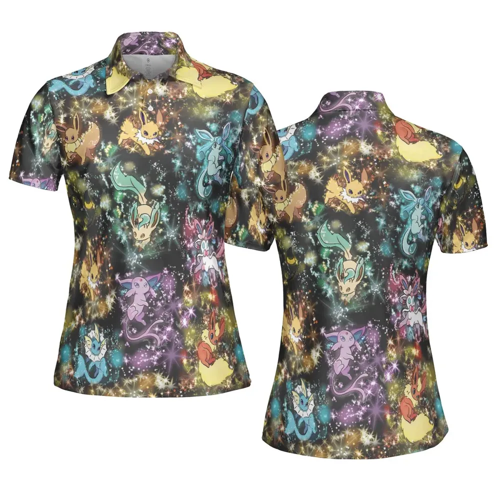 Eevee Evolution in the Galaxy AOP Men/Women Polo Shirt - 5