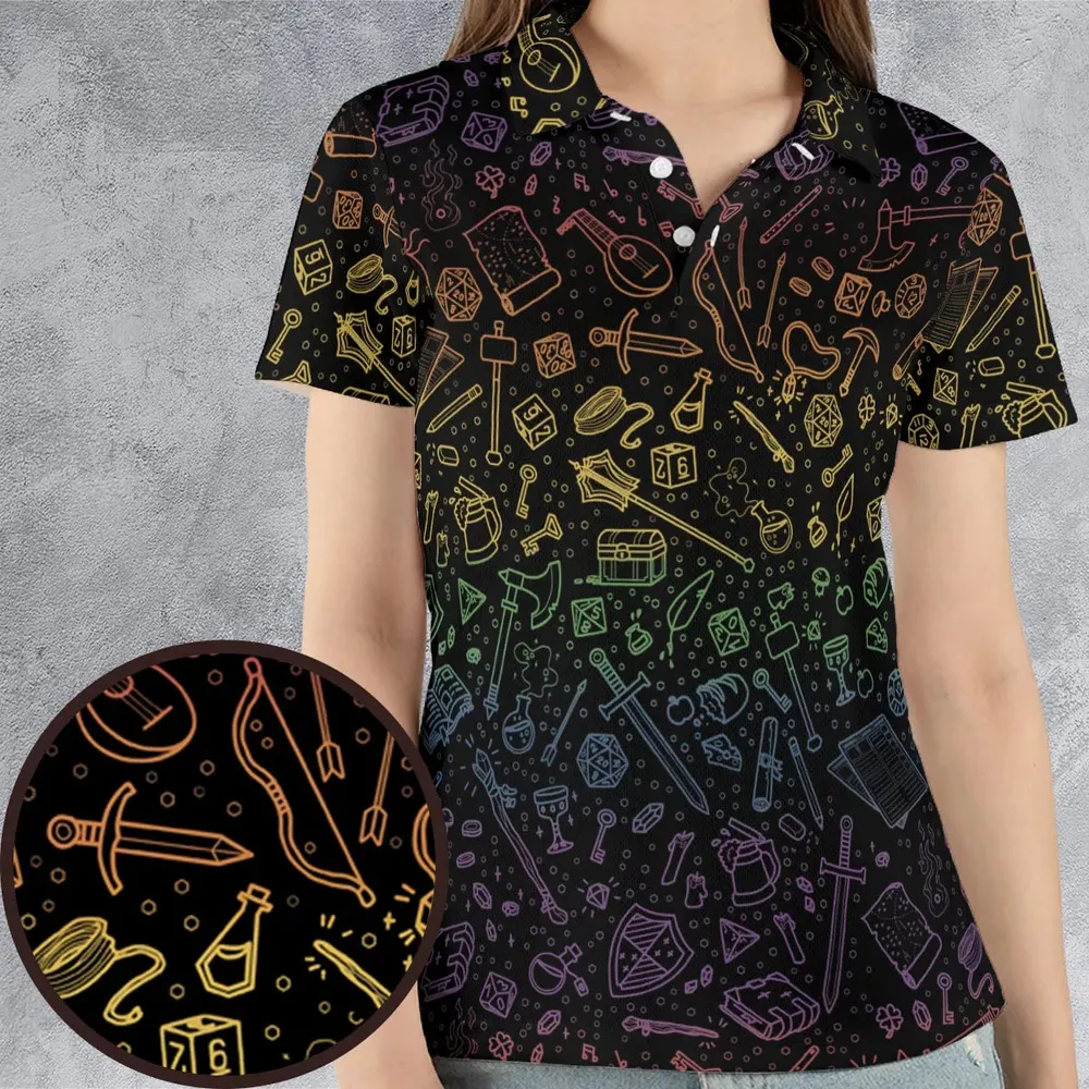 DnD Tabletop RPG Pattern AOP Men/Women Polo Shirt - 4