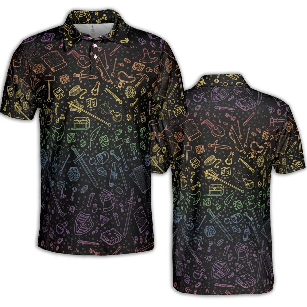 DnD Tabletop RPG Pattern AOP Men/Women Polo Shirt - 2