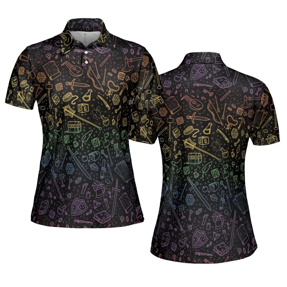 DnD Tabletop RPG Pattern AOP Men/Women Polo Shirt - 5