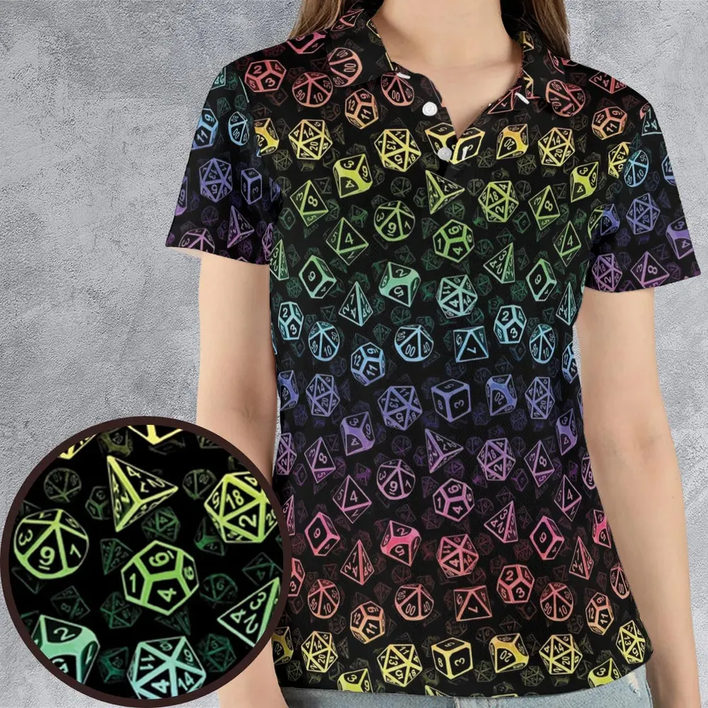 DnD Rainbow Dice Set Pattern AOP Men/Women Polo Shirt - 4