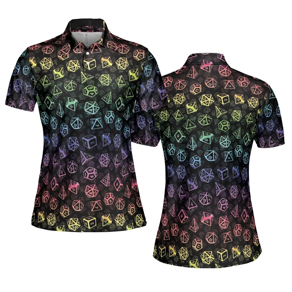 DnD Rainbow Dice Set Pattern AOP Men/Women Polo Shirt - 5