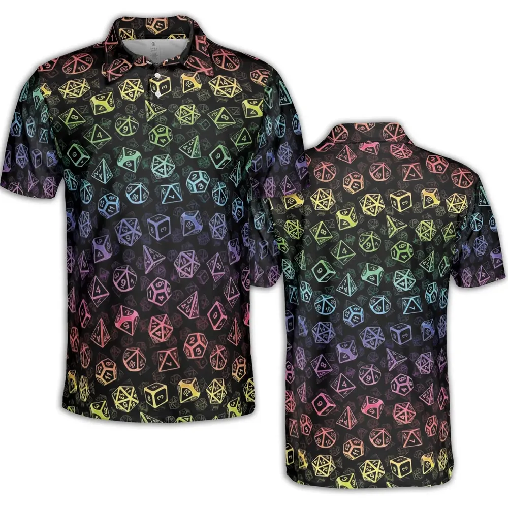 DnD Rainbow Dice Set Pattern AOP Men/Women Polo Shirt - 2