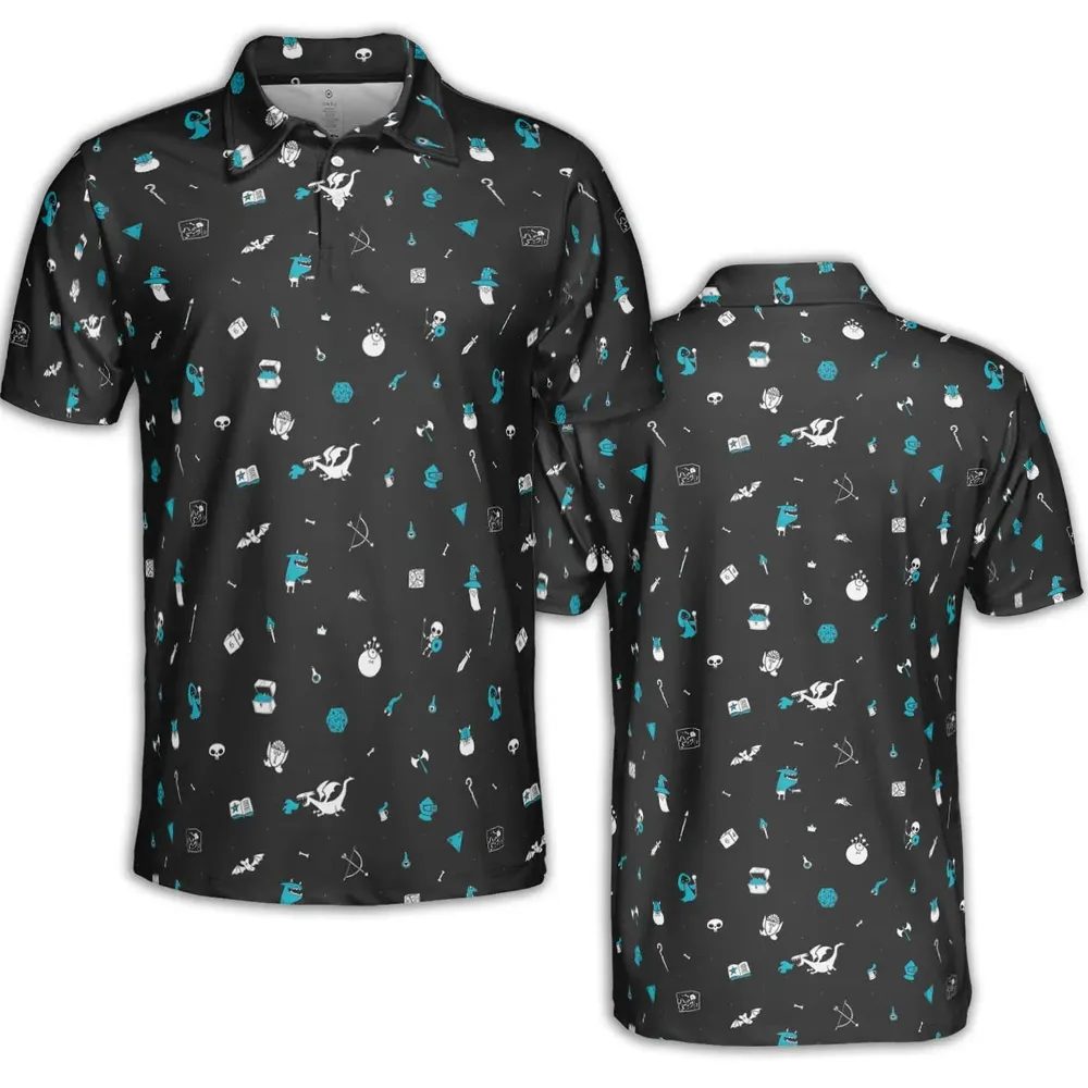 DnD Pattern AOP Men/Women Polo Shirt - 2