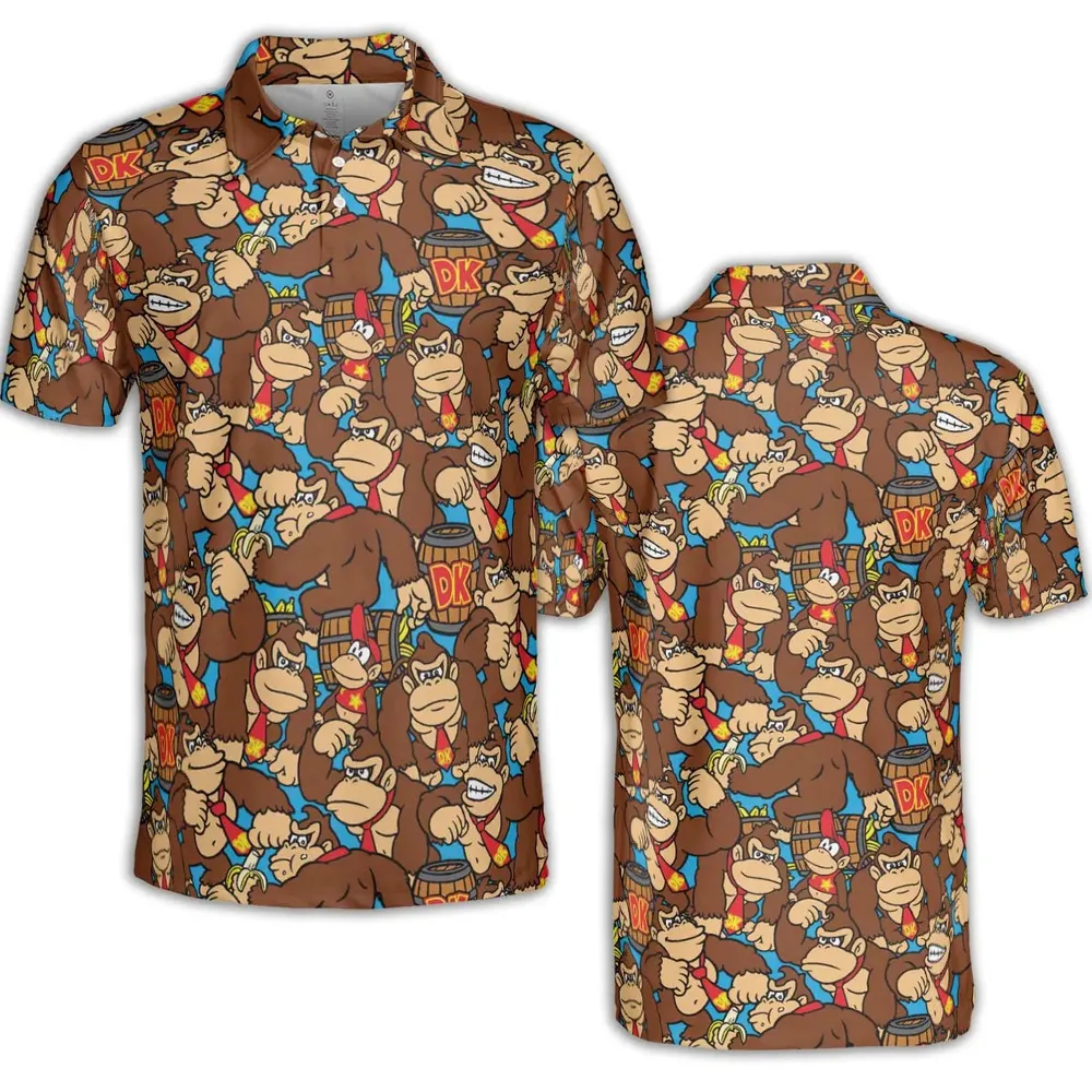 Donkey Kong Pattern AOP Men/Women Polo Shirt - 2
