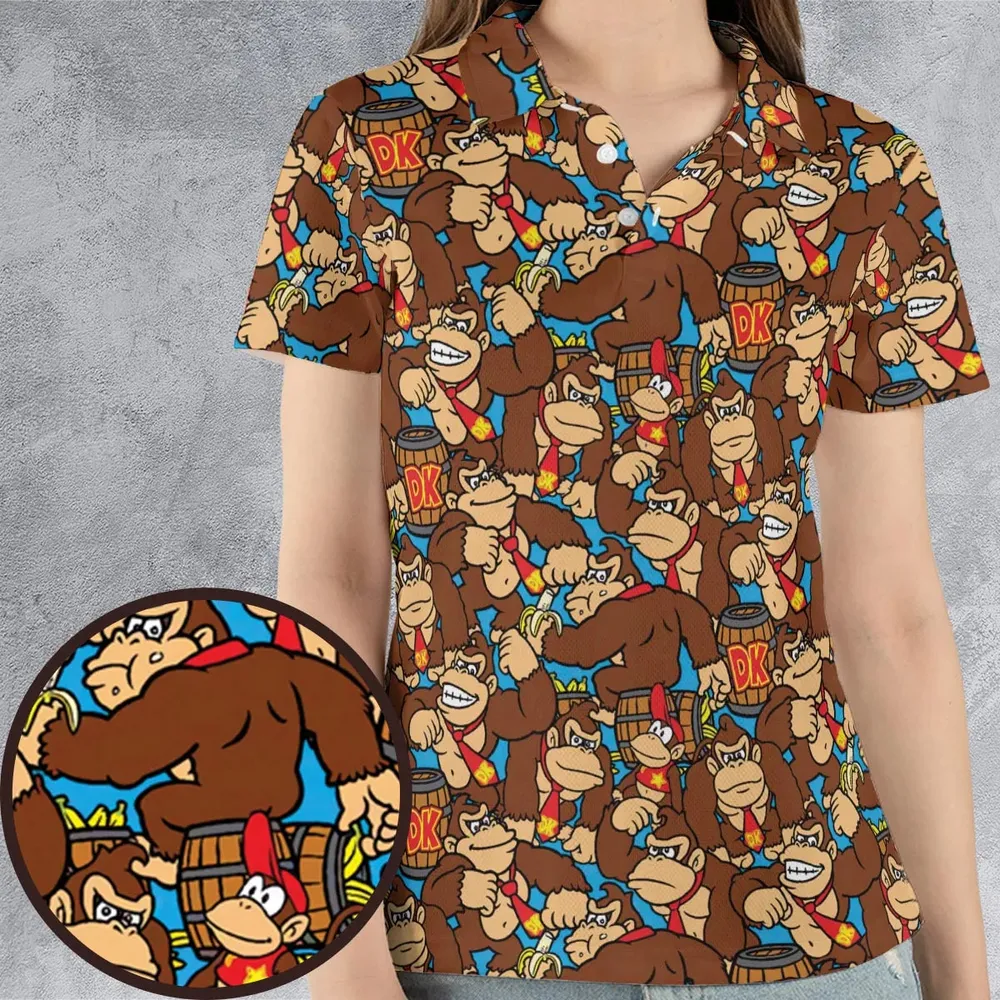 Donkey Kong Pattern AOP Men/Women Polo Shirt - 4