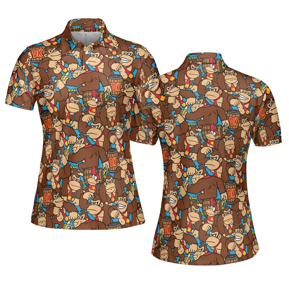 Donkey Kong Pattern AOP Men/Women Polo Shirt - 5