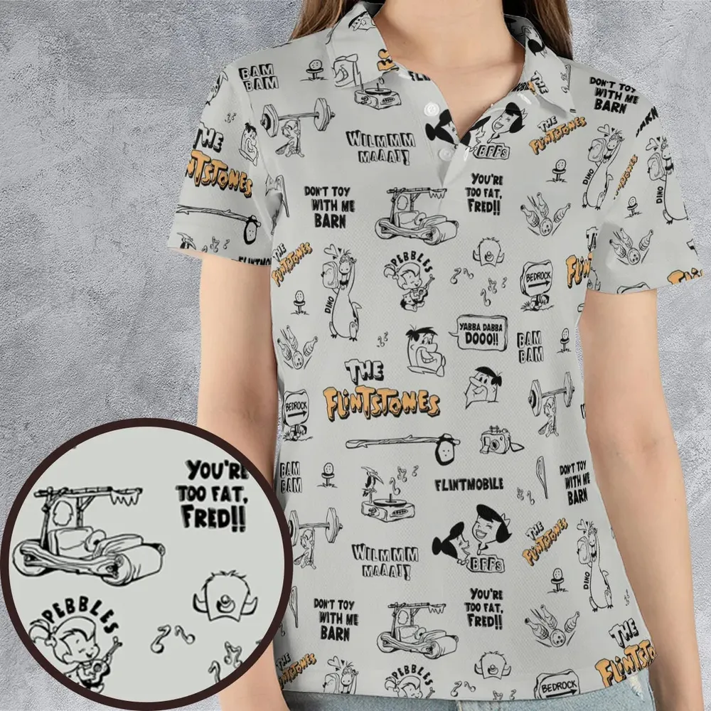 Don't Toy with Me Barn The Flintstones AOP Men/Women Polo Shirt - 4