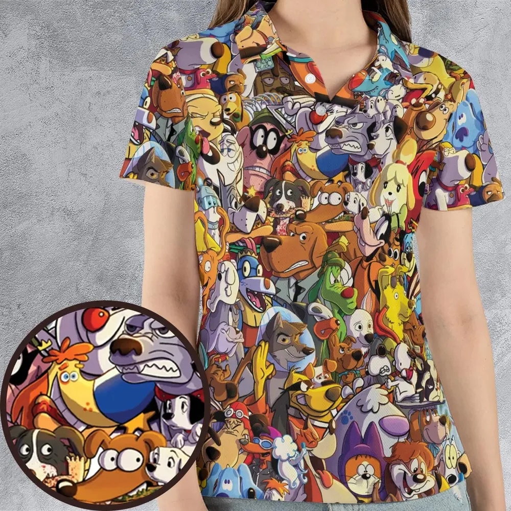 Dogs From Famous Cartoons AOP Men/Women Polo Shirt - 4