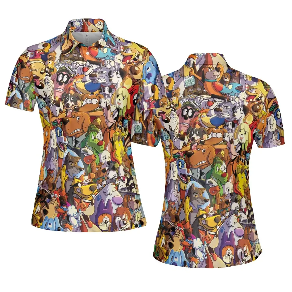 Dogs From Famous Cartoons AOP Men/Women Polo Shirt - 5