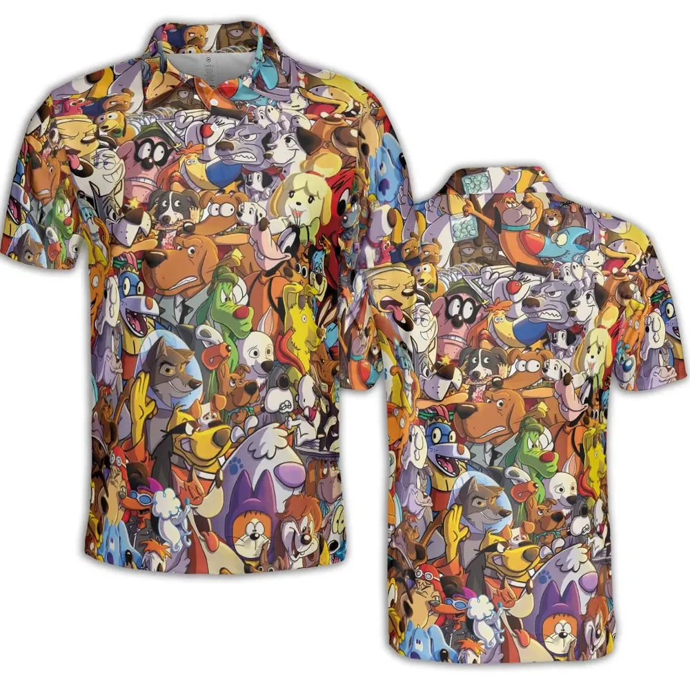 Dogs From Famous Cartoons AOP Men/Women Polo Shirt - 2