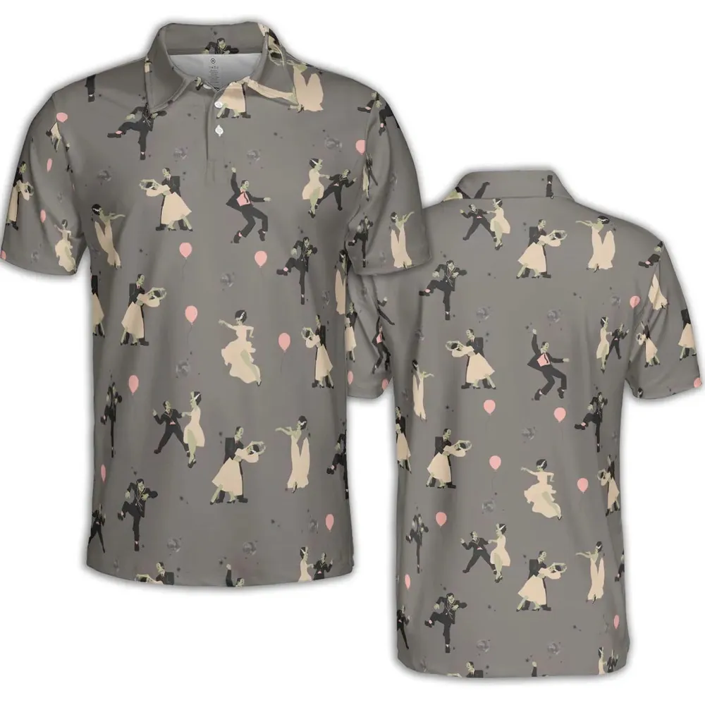 Dirty Dancing Frankenstein and Bride of Frankenstein AOP Men/Women Polo Shirt - 2