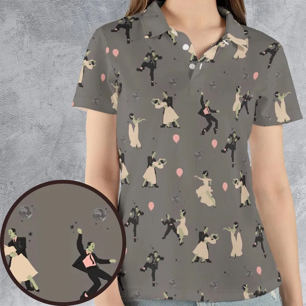 Dirty Dancing Frankenstein and Bride of Frankenstein AOP Men/Women Polo Shirt - 4