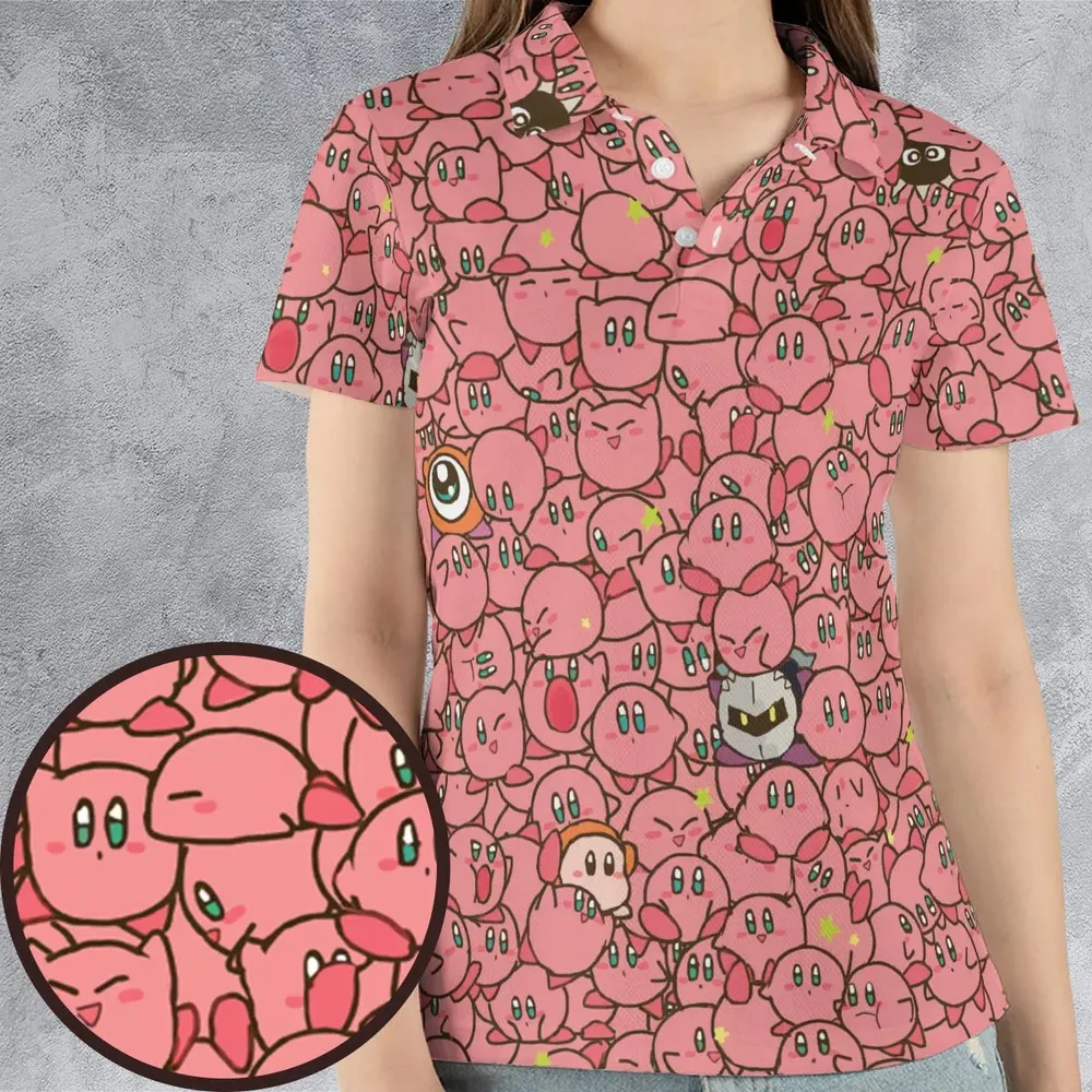 Cute Kirby Waddle Doo Bandana Waddle Dee Meta Knight Kirby's Characters AOP Men/Women Polo Shirt - 4
